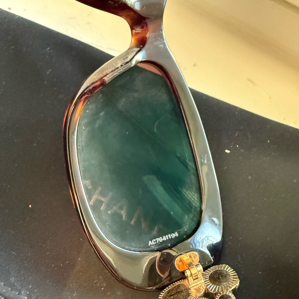 Vintage Chanel Black Sunglasses with Gold Accents - Picture 6 of 7